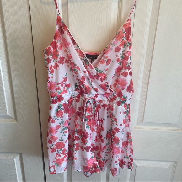 Trixxi Pants - NWT  Pink & White Floral Romper
